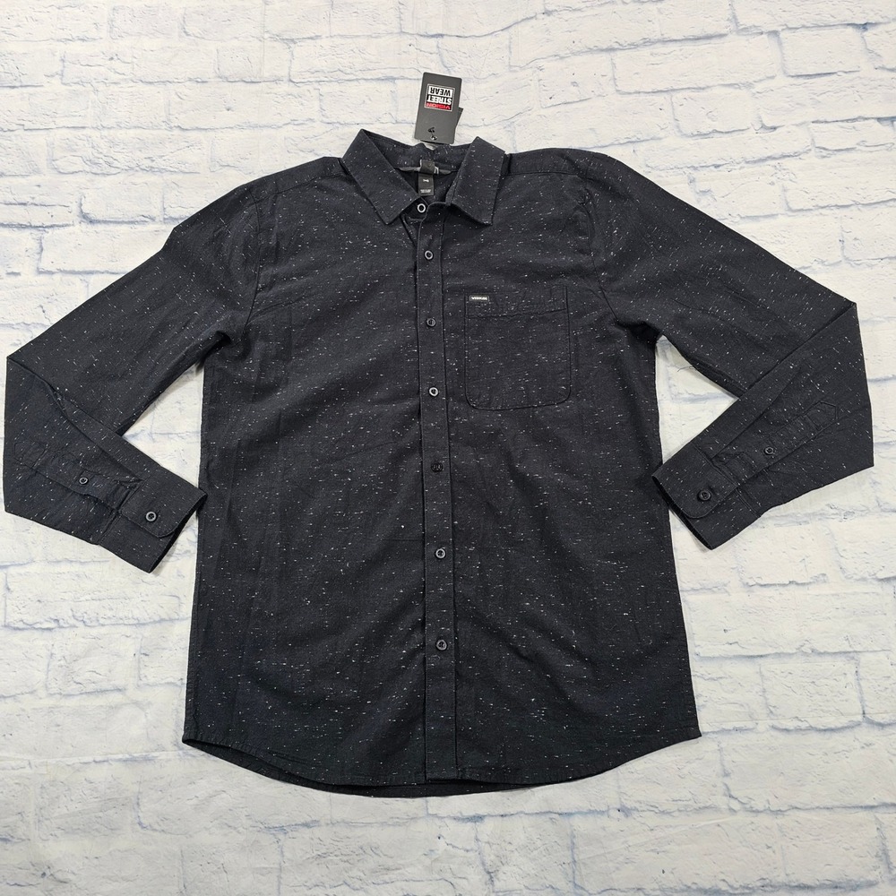 Vision Street Wear Bindale Mens M Button Black Speckled Streetwear Shirt Skate